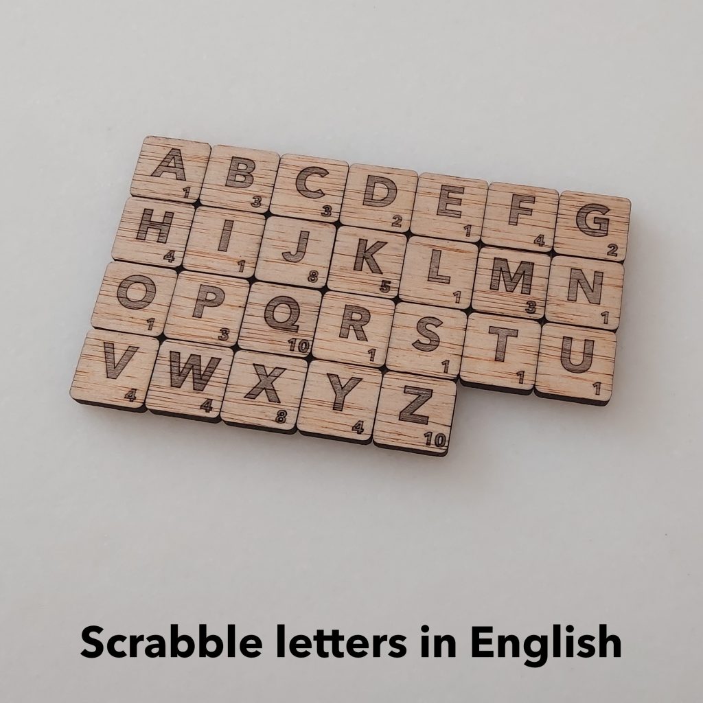 Scrabble tiles in English